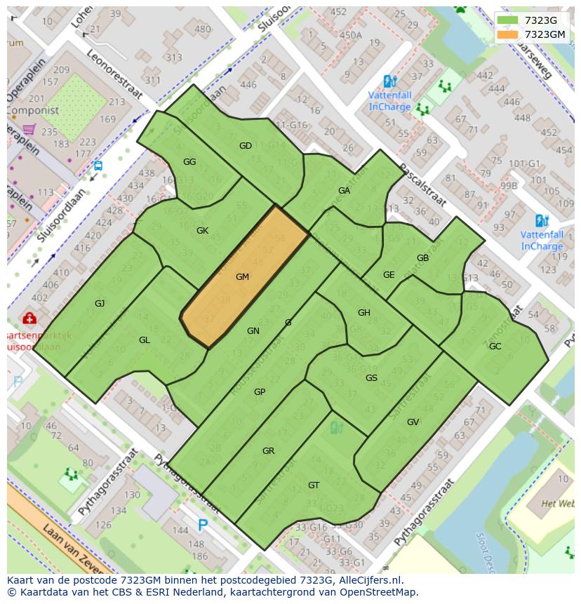 Afbeelding van het postcodegebied 7323 GM op de kaart.