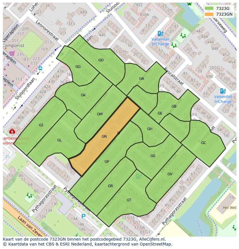 Afbeelding van het postcodegebied 7323 GN op de kaart.