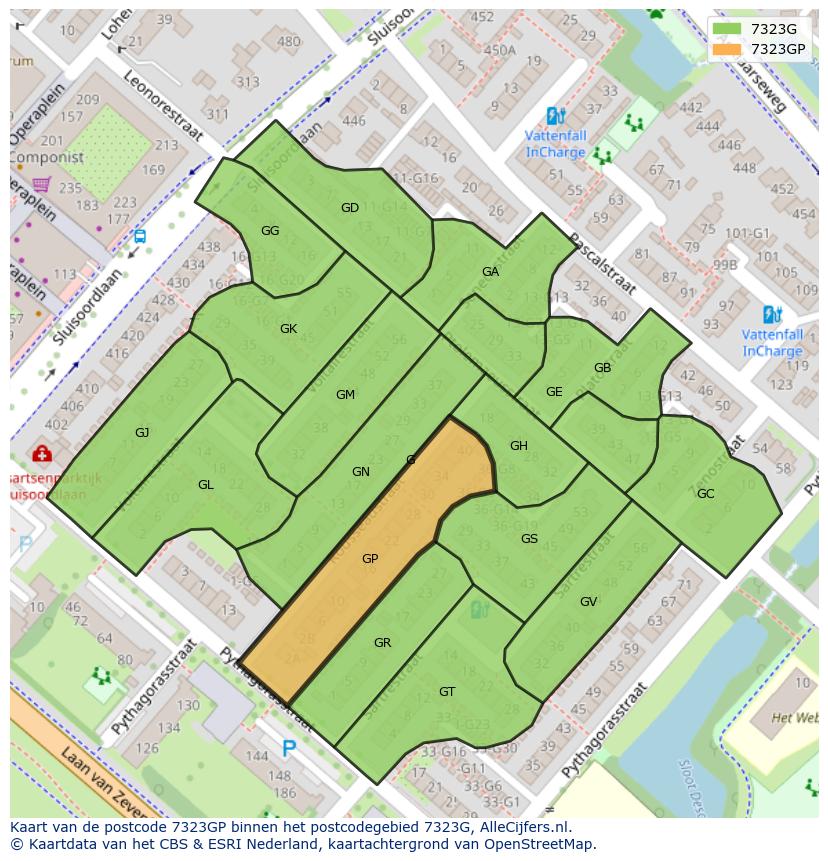 Afbeelding van het postcodegebied 7323 GP op de kaart.