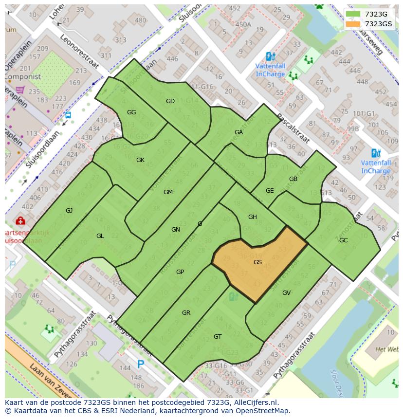 Afbeelding van het postcodegebied 7323 GS op de kaart.