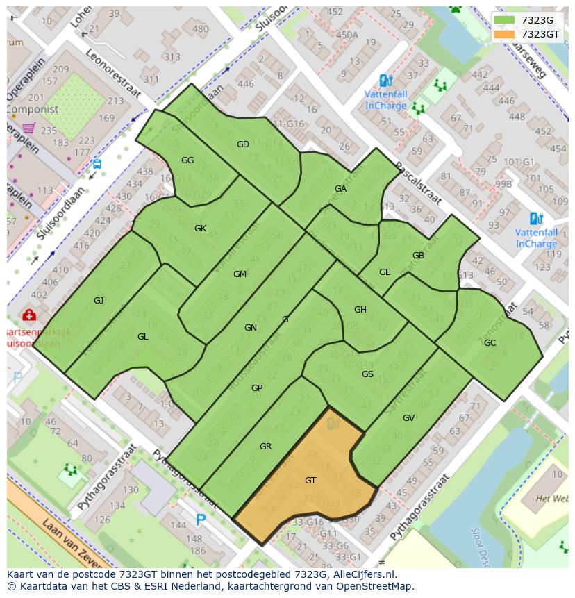Afbeelding van het postcodegebied 7323 GT op de kaart.