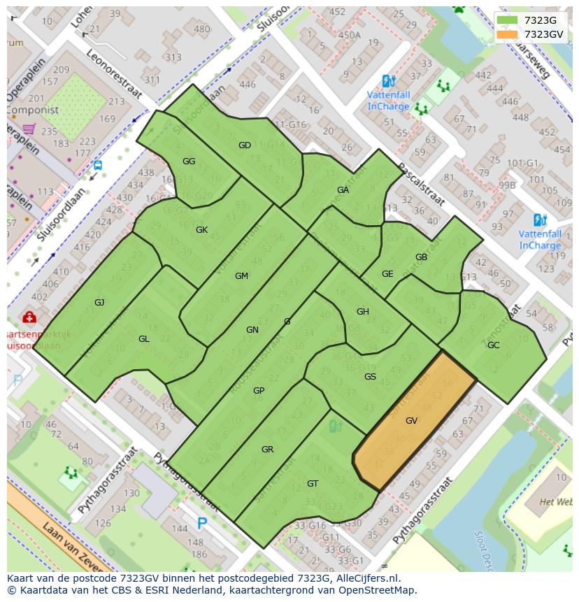 Afbeelding van het postcodegebied 7323 GV op de kaart.