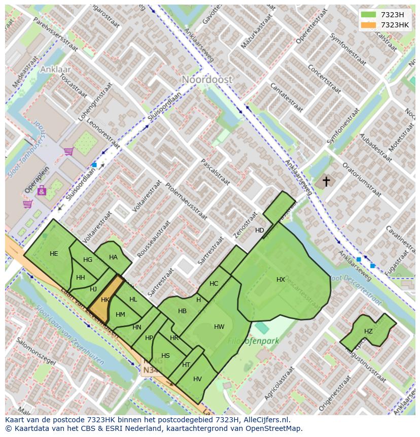 Afbeelding van het postcodegebied 7323 HK op de kaart.