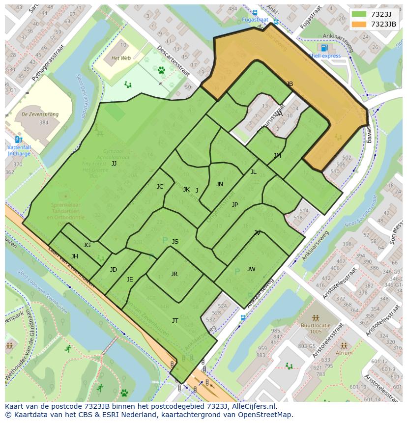 Afbeelding van het postcodegebied 7323 JB op de kaart.