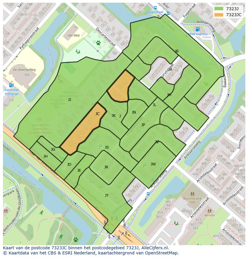 Afbeelding van het postcodegebied 7323 JC op de kaart.