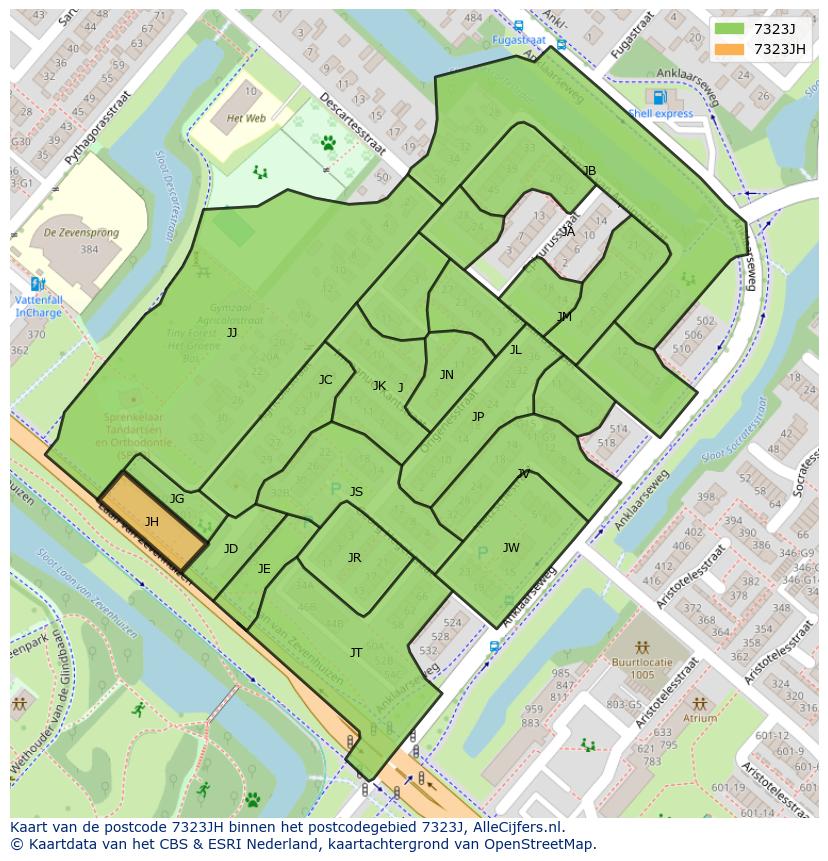 Afbeelding van het postcodegebied 7323 JH op de kaart.