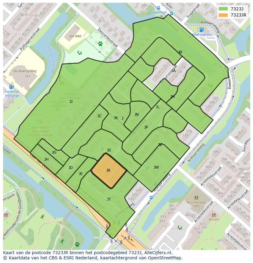 Afbeelding van het postcodegebied 7323 JR op de kaart.