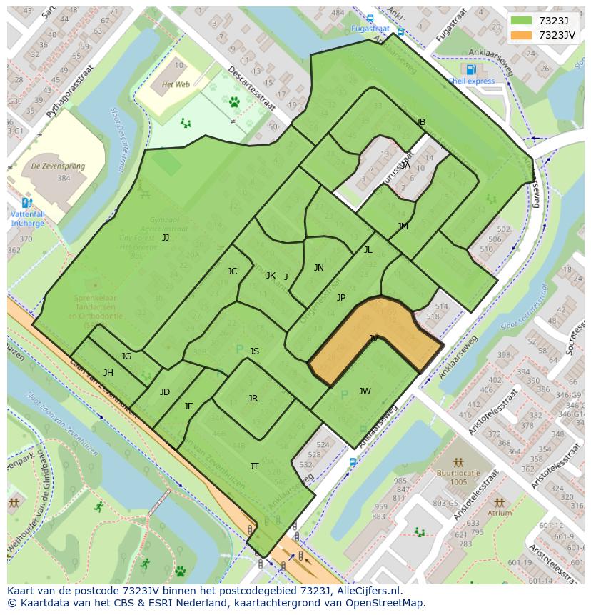 Afbeelding van het postcodegebied 7323 JV op de kaart.