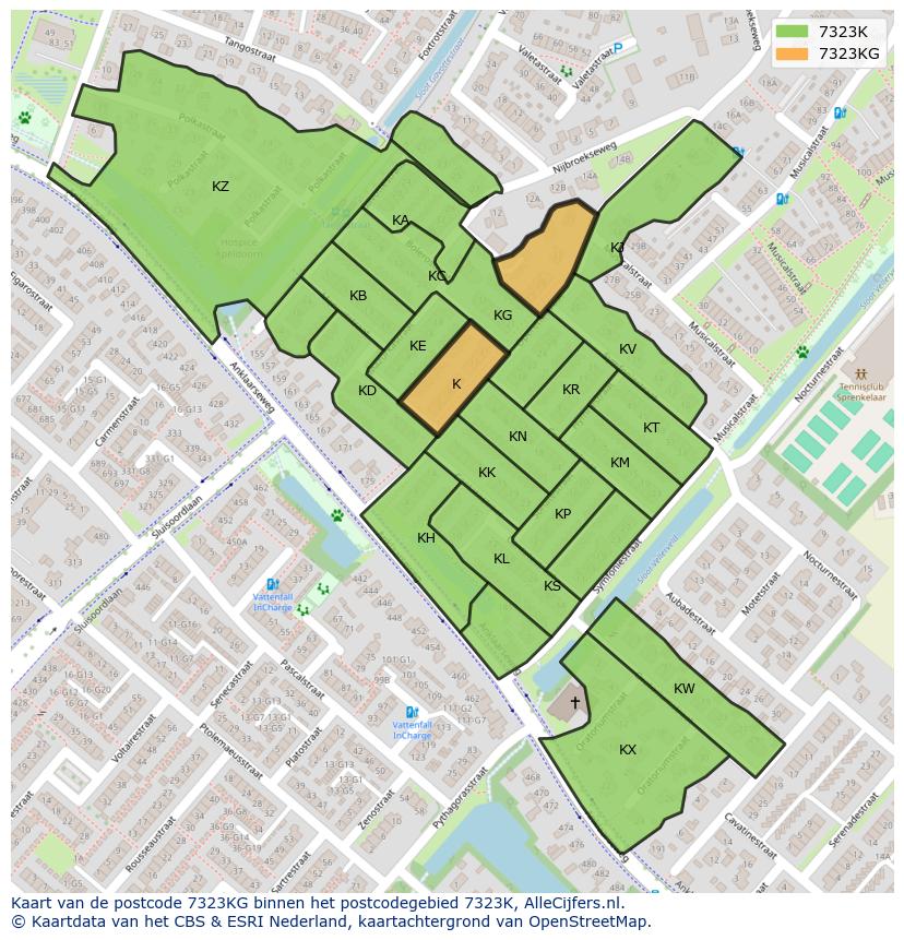 Afbeelding van het postcodegebied 7323 KG op de kaart.
