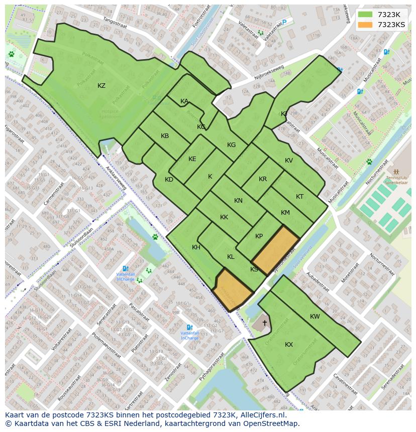 Afbeelding van het postcodegebied 7323 KS op de kaart.