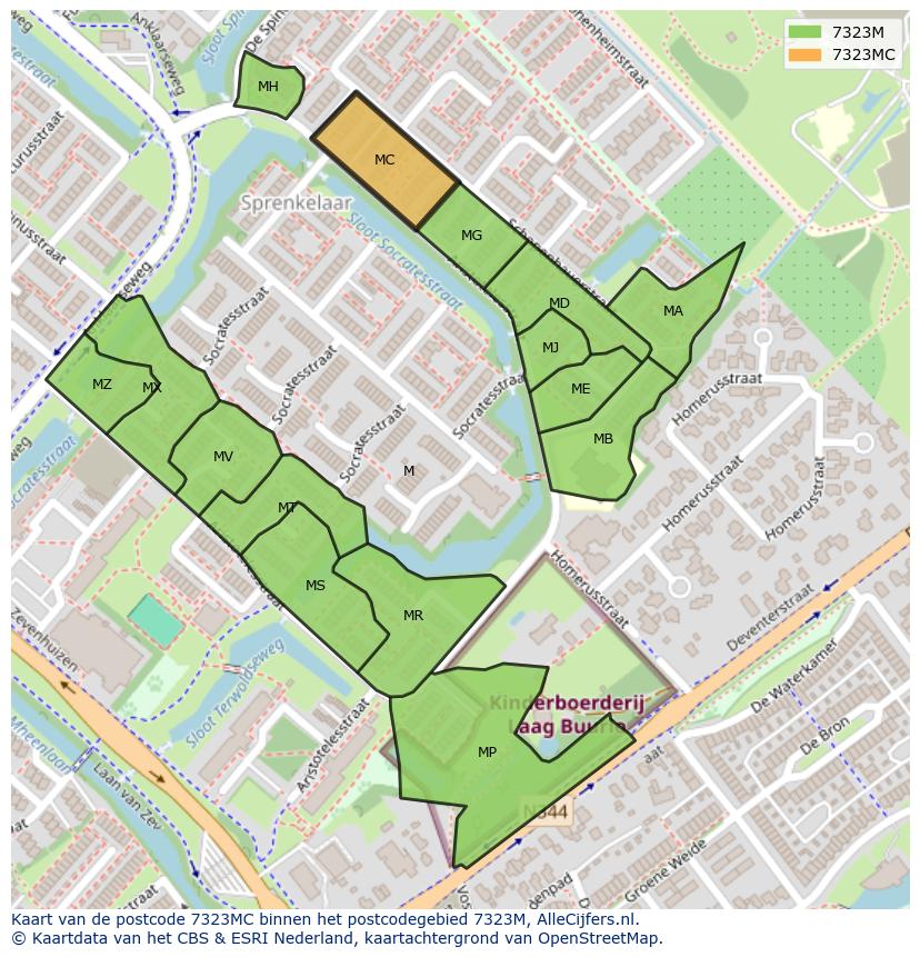 Afbeelding van het postcodegebied 7323 MC op de kaart.