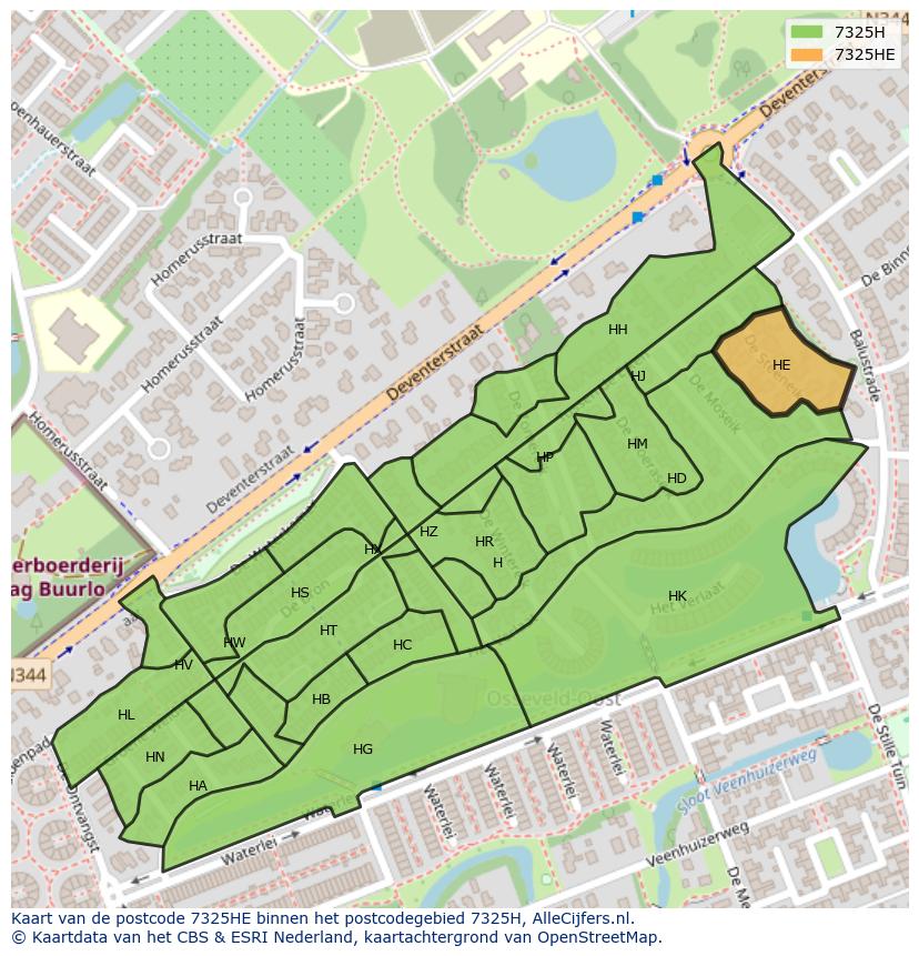 Afbeelding van het postcodegebied 7325 HE op de kaart.