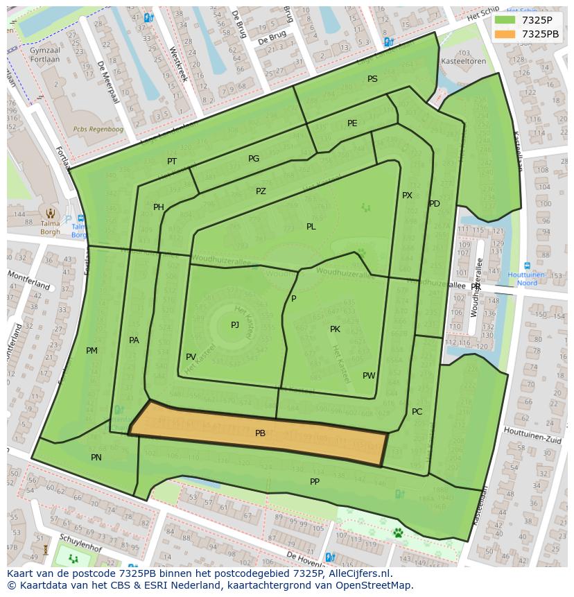 Afbeelding van het postcodegebied 7325 PB op de kaart.