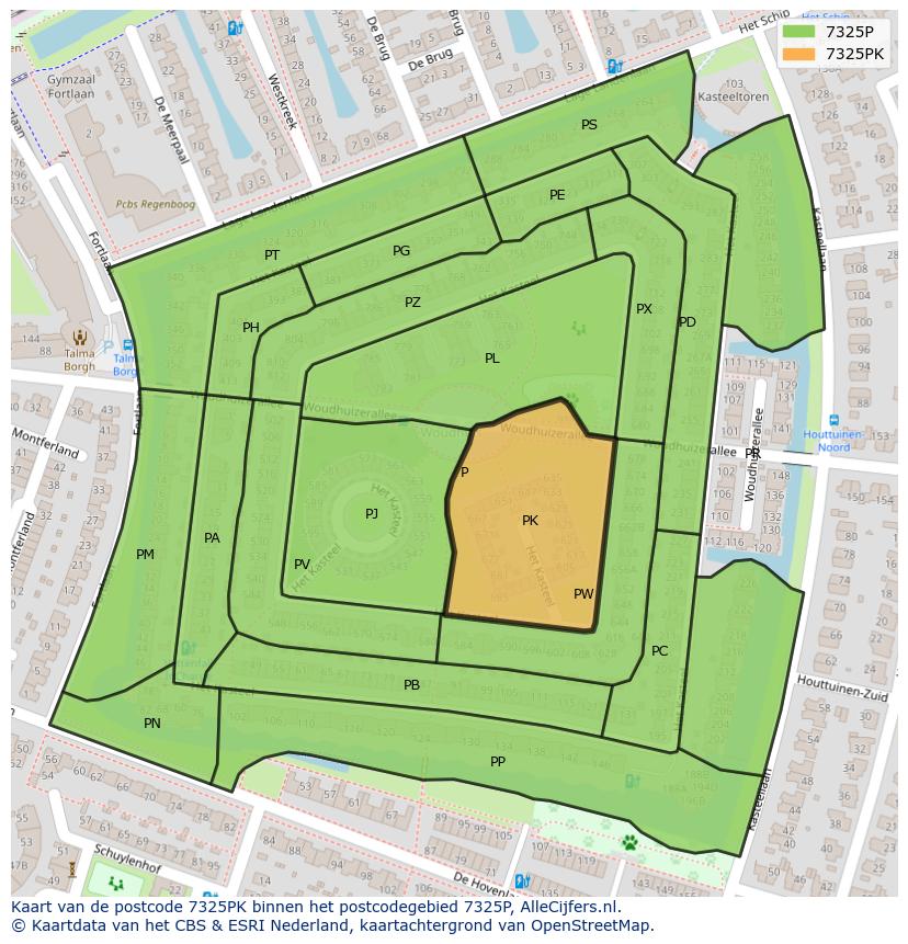 Afbeelding van het postcodegebied 7325 PK op de kaart.