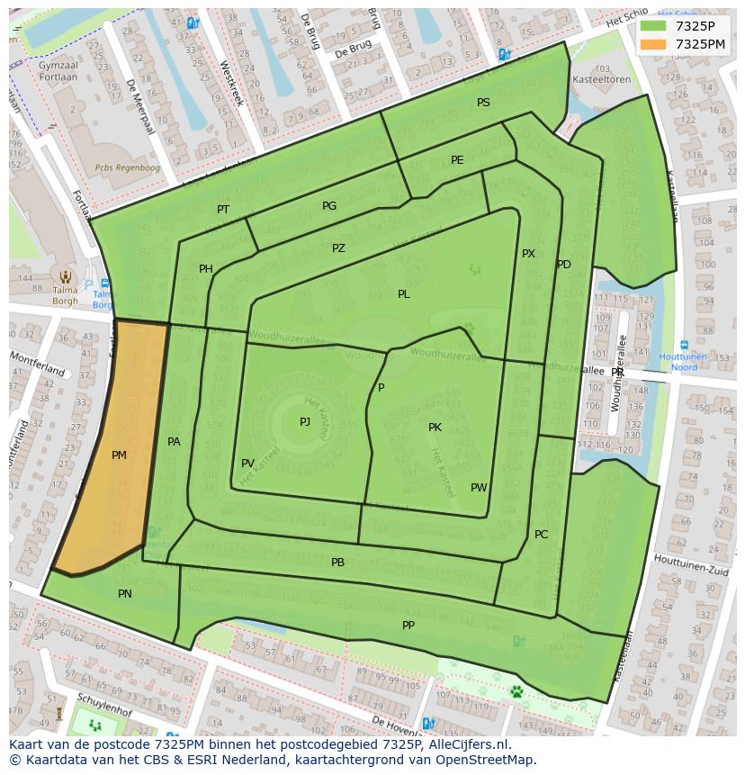 Afbeelding van het postcodegebied 7325 PM op de kaart.