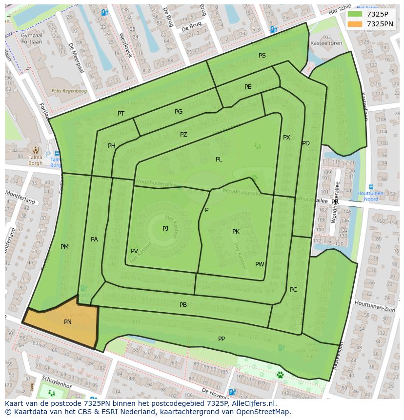Afbeelding van het postcodegebied 7325 PN op de kaart.