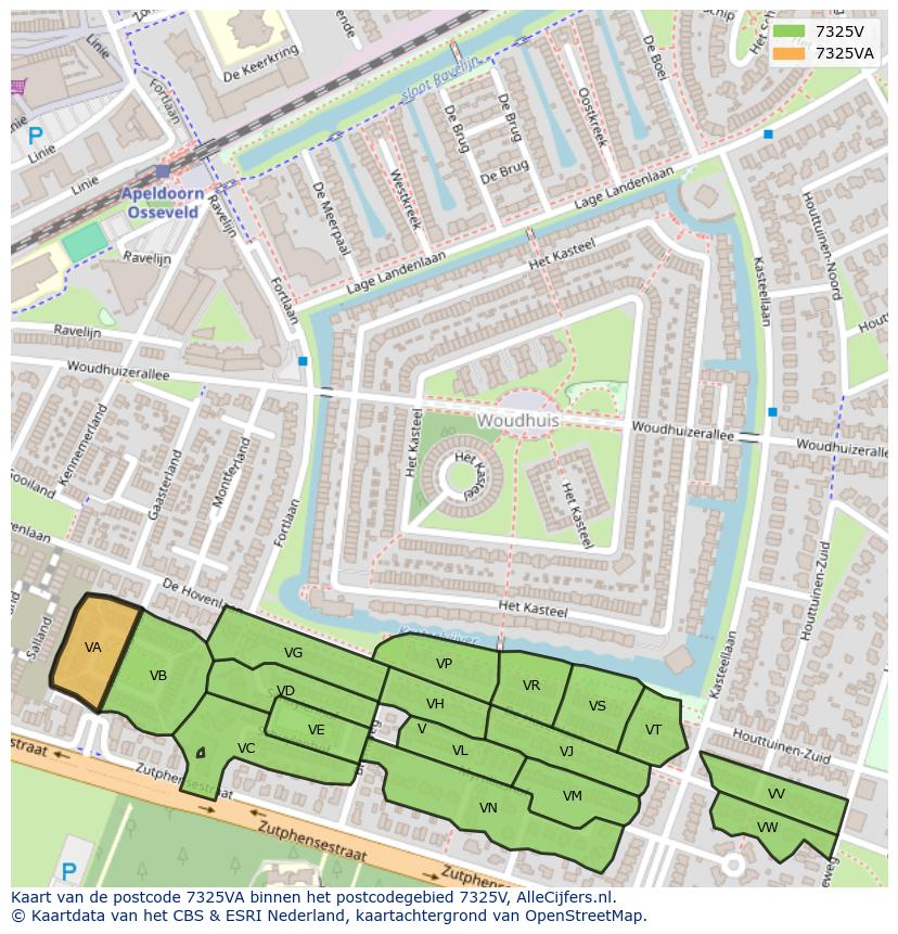 Afbeelding van het postcodegebied 7325 VA op de kaart.
