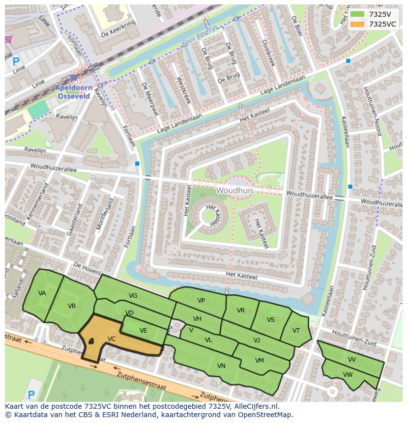 Afbeelding van het postcodegebied 7325 VC op de kaart.