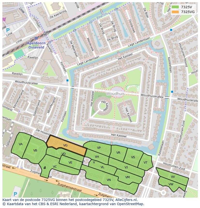 Afbeelding van het postcodegebied 7325 VG op de kaart.