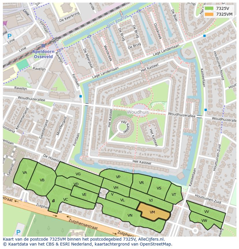 Afbeelding van het postcodegebied 7325 VM op de kaart.