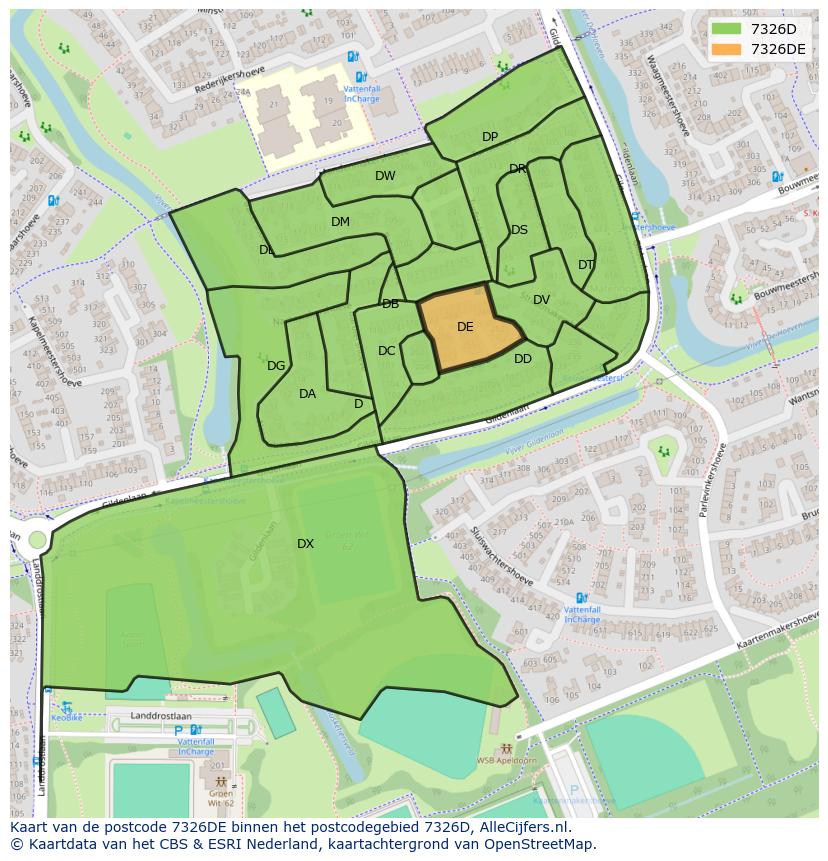 Afbeelding van het postcodegebied 7326 DE op de kaart.
