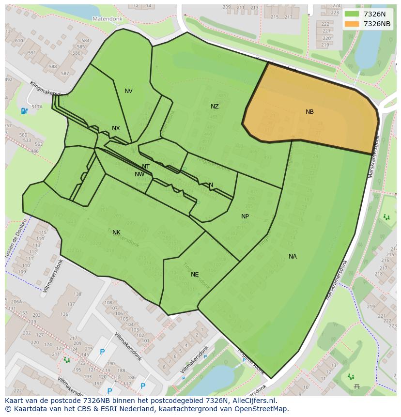 Afbeelding van het postcodegebied 7326 NB op de kaart.