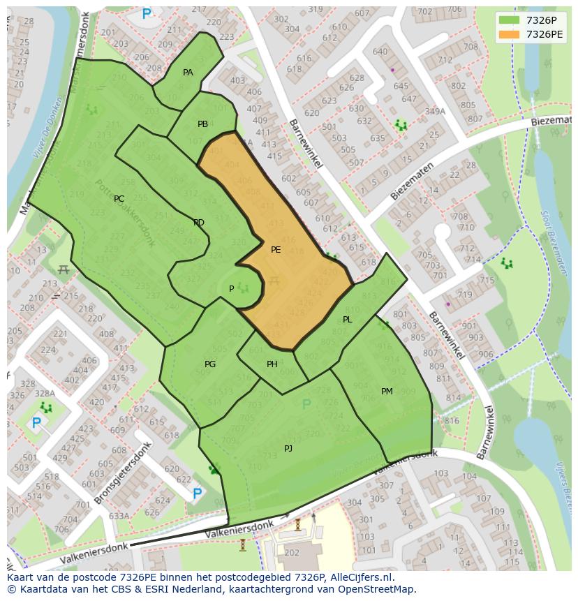 Afbeelding van het postcodegebied 7326 PE op de kaart.