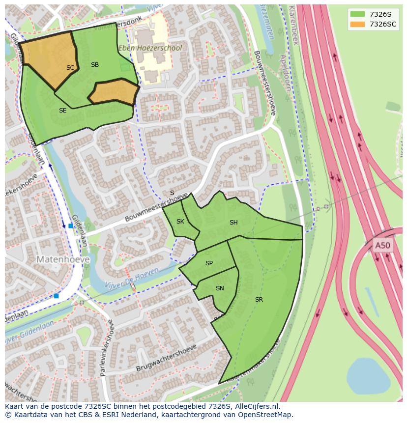 Afbeelding van het postcodegebied 7326 SC op de kaart.