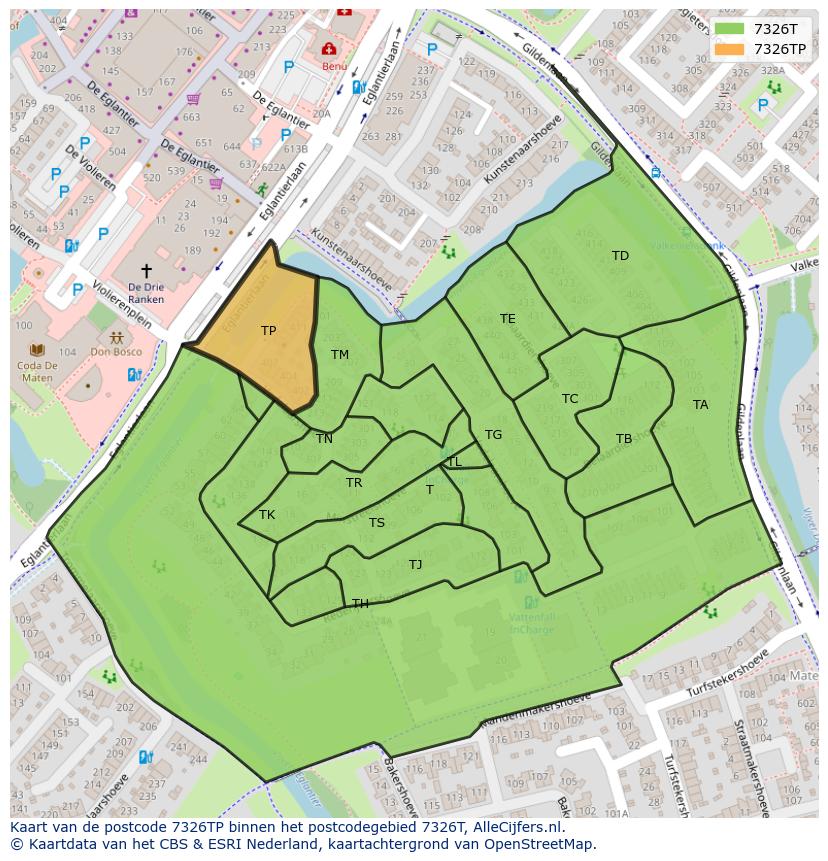 Afbeelding van het postcodegebied 7326 TP op de kaart.
