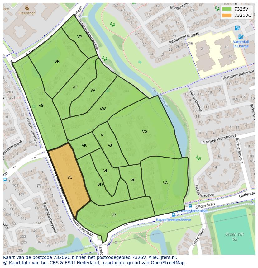 Afbeelding van het postcodegebied 7326 VC op de kaart.