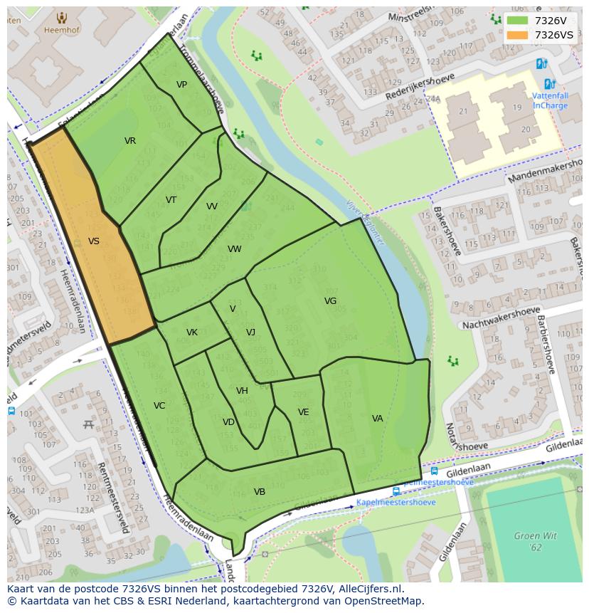 Afbeelding van het postcodegebied 7326 VS op de kaart.