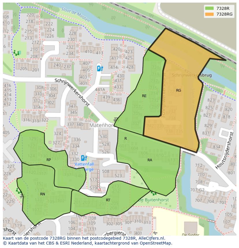 Afbeelding van het postcodegebied 7328 RG op de kaart.
