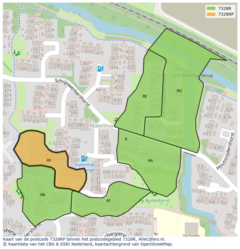Afbeelding van het postcodegebied 7328 RP op de kaart.