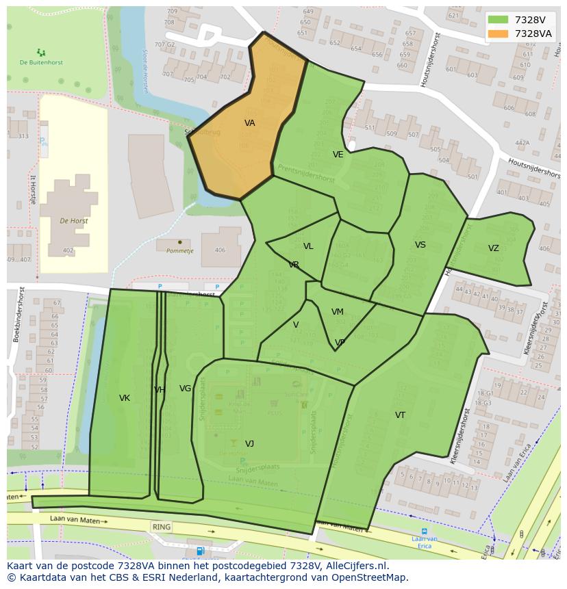Afbeelding van het postcodegebied 7328 VA op de kaart.
