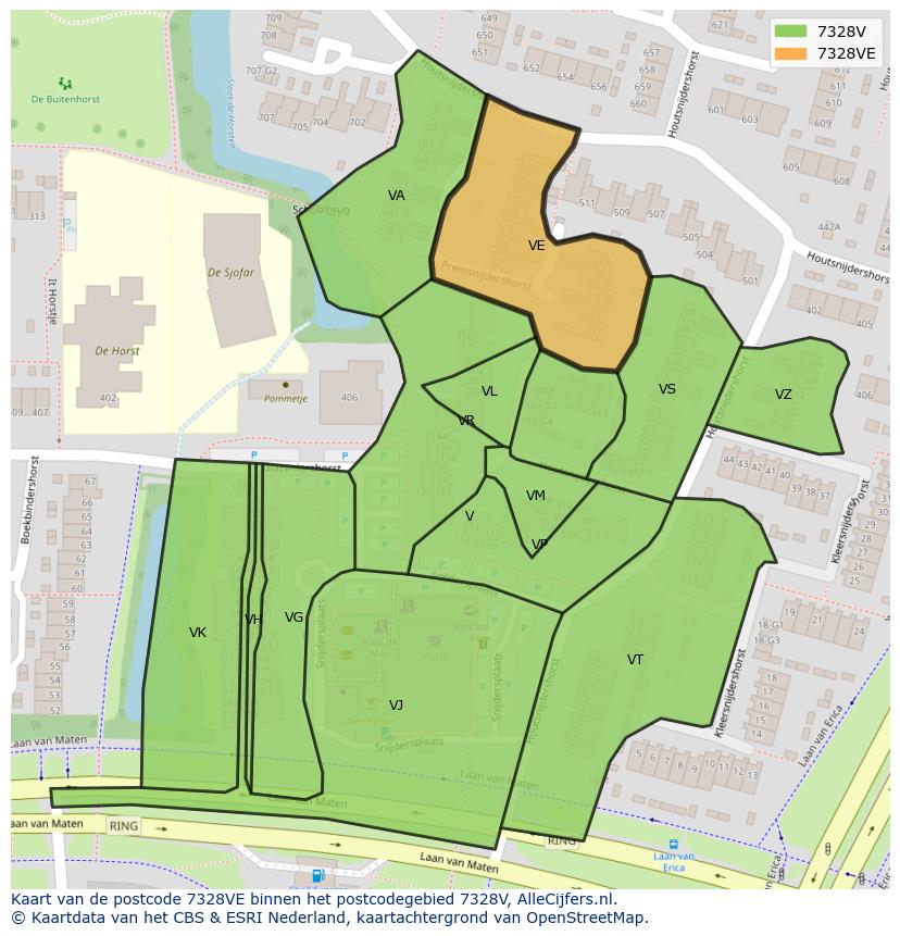 Afbeelding van het postcodegebied 7328 VE op de kaart.