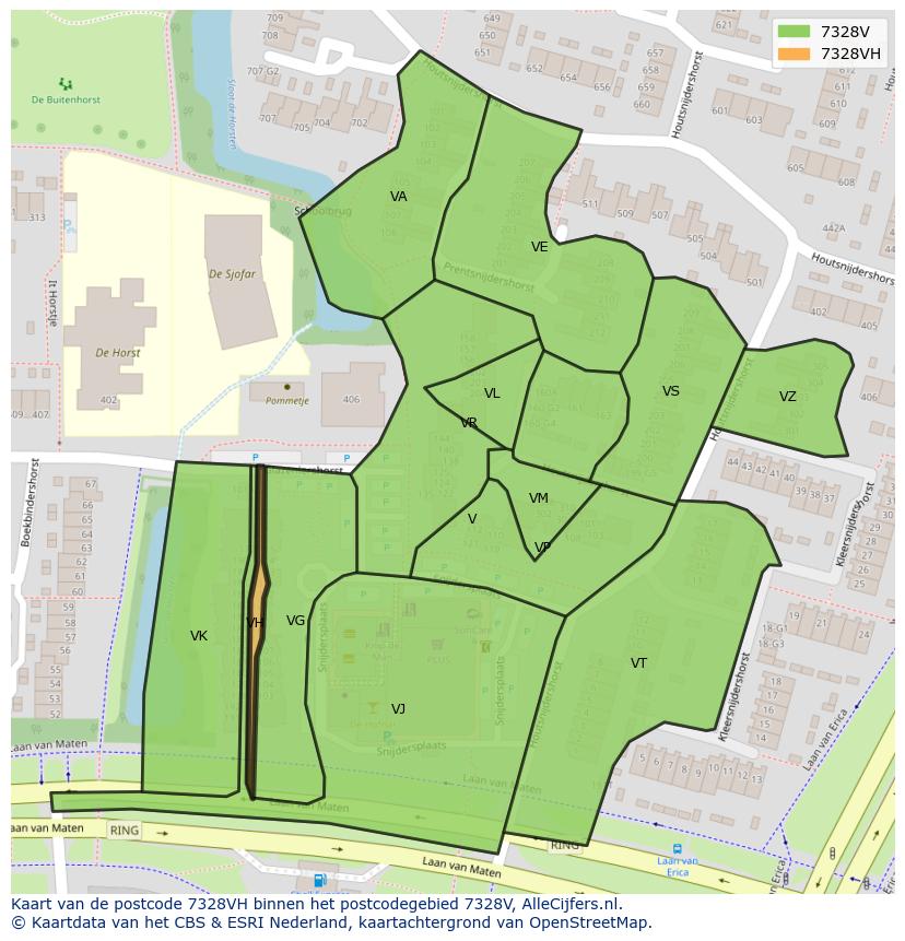 Afbeelding van het postcodegebied 7328 VH op de kaart.