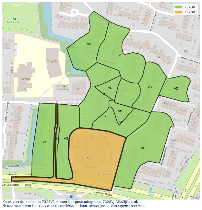 Afbeelding van het postcodegebied 7328 VJ op de kaart.