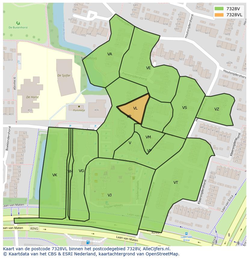 Afbeelding van het postcodegebied 7328 VL op de kaart.