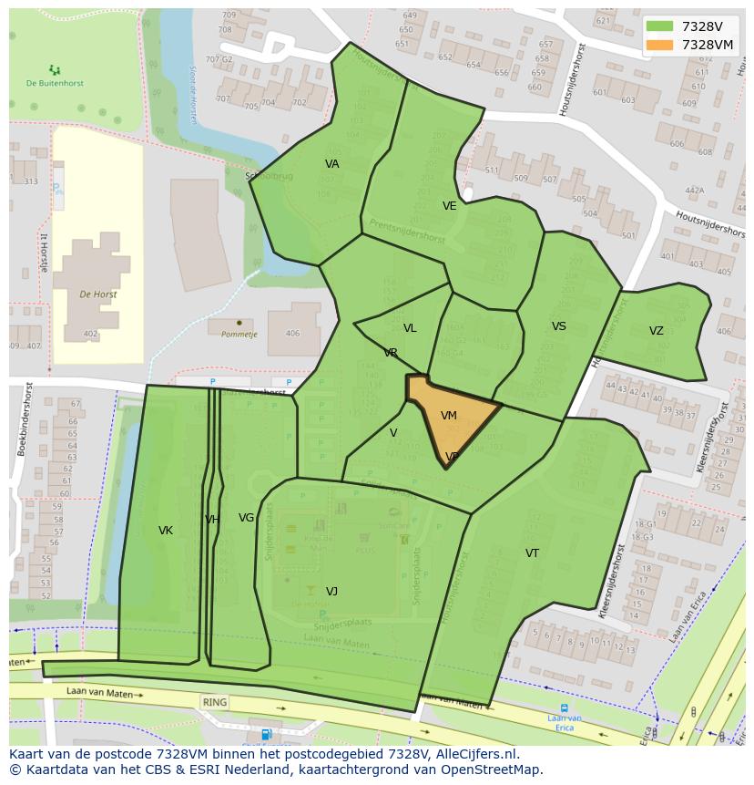 Afbeelding van het postcodegebied 7328 VM op de kaart.