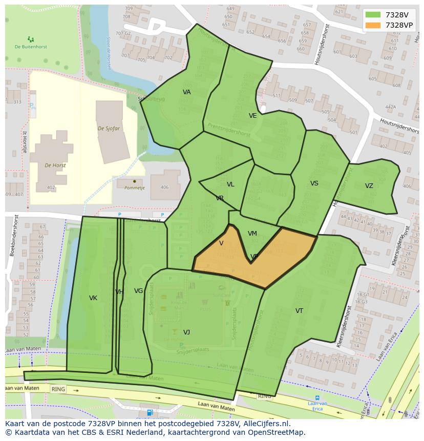 Afbeelding van het postcodegebied 7328 VP op de kaart.