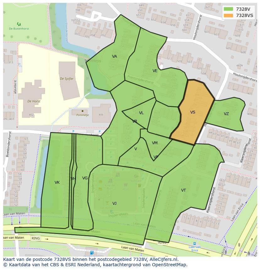 Afbeelding van het postcodegebied 7328 VS op de kaart.