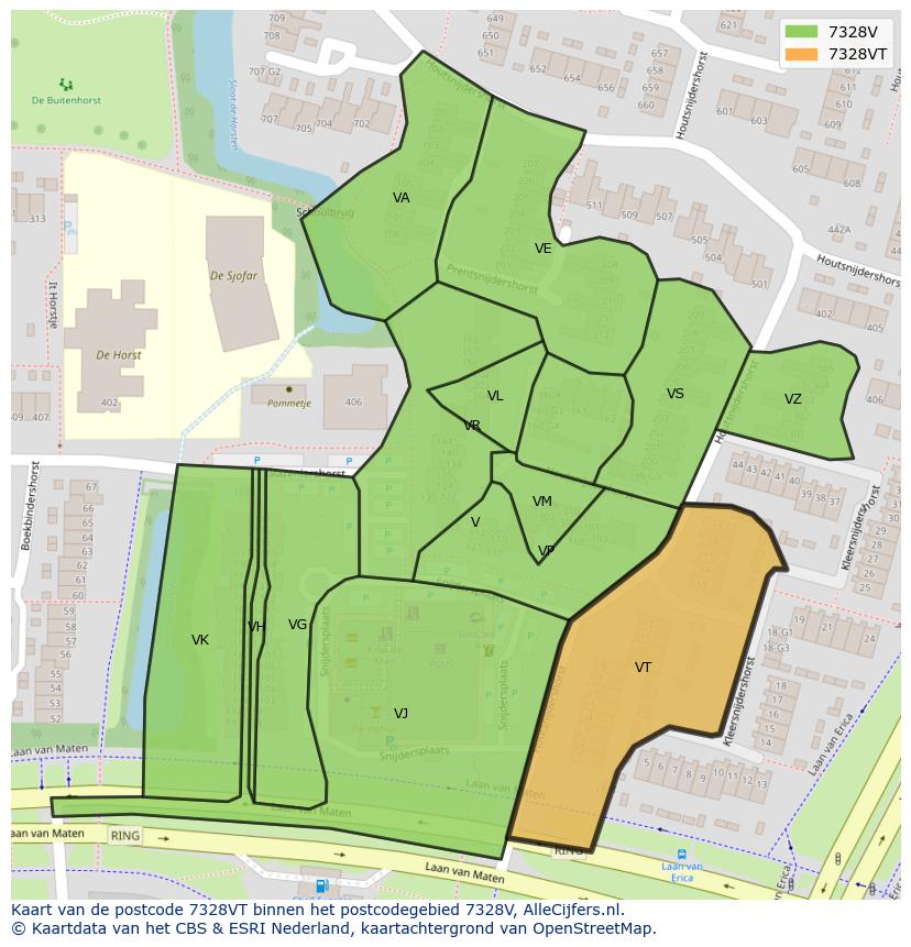 Afbeelding van het postcodegebied 7328 VT op de kaart.