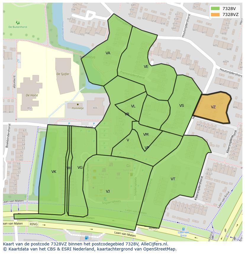 Afbeelding van het postcodegebied 7328 VZ op de kaart.