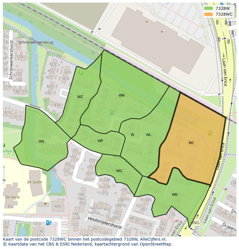 Afbeelding van het postcodegebied 7328 WC op de kaart.