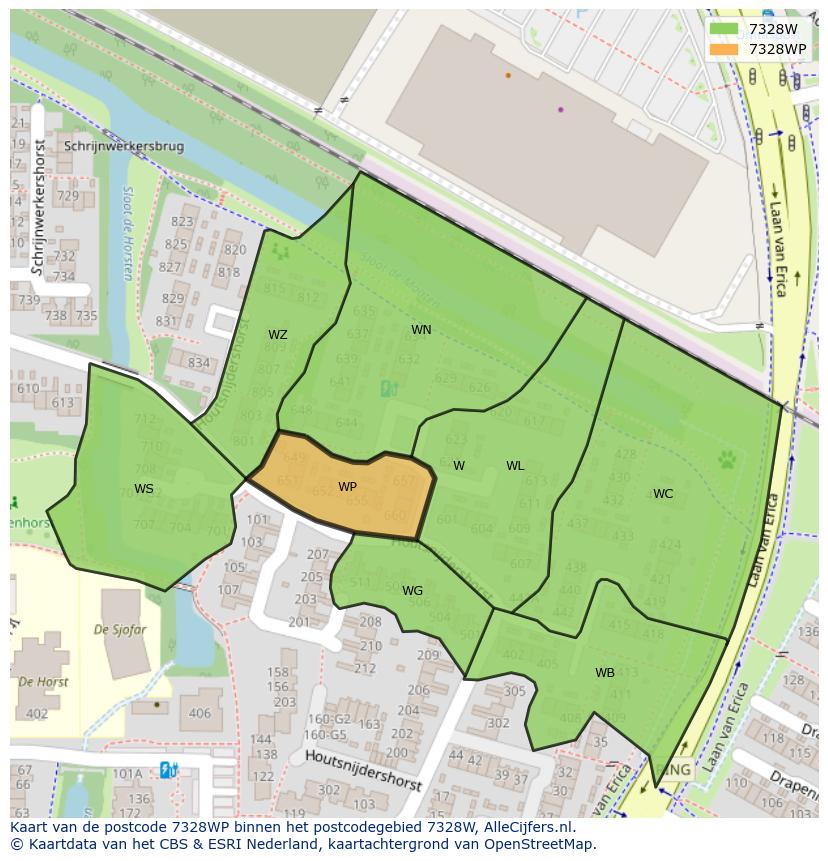 Afbeelding van het postcodegebied 7328 WP op de kaart.
