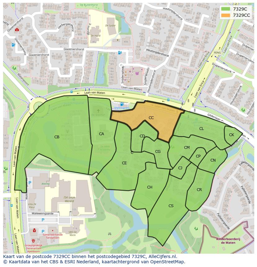 Afbeelding van het postcodegebied 7329 CC op de kaart.