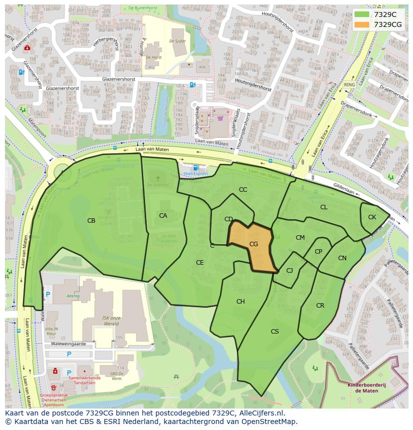 Afbeelding van het postcodegebied 7329 CG op de kaart.