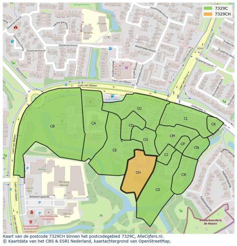 Afbeelding van het postcodegebied 7329 CH op de kaart.