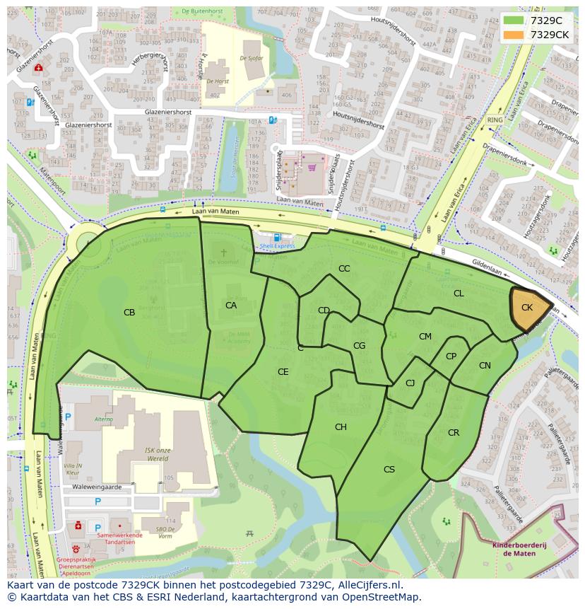 Afbeelding van het postcodegebied 7329 CK op de kaart.