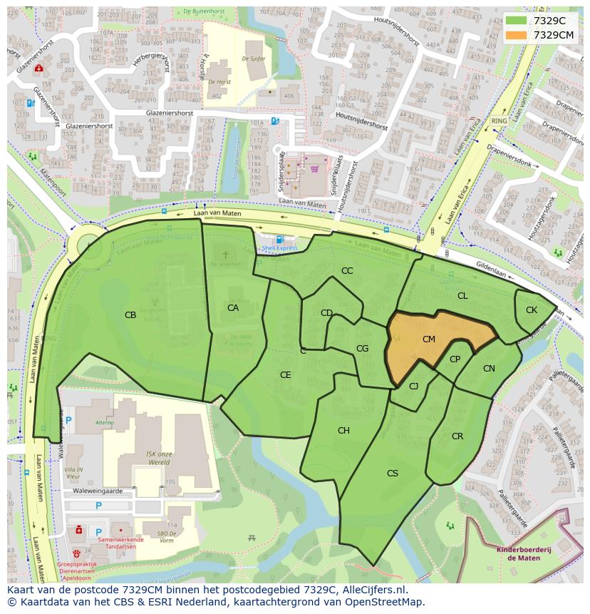Afbeelding van het postcodegebied 7329 CM op de kaart.